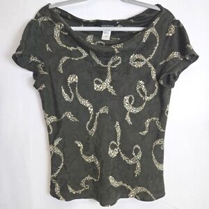 Jones New York 100% Silk Cowl Neck Floral Blouse, Green, Women's Size 12